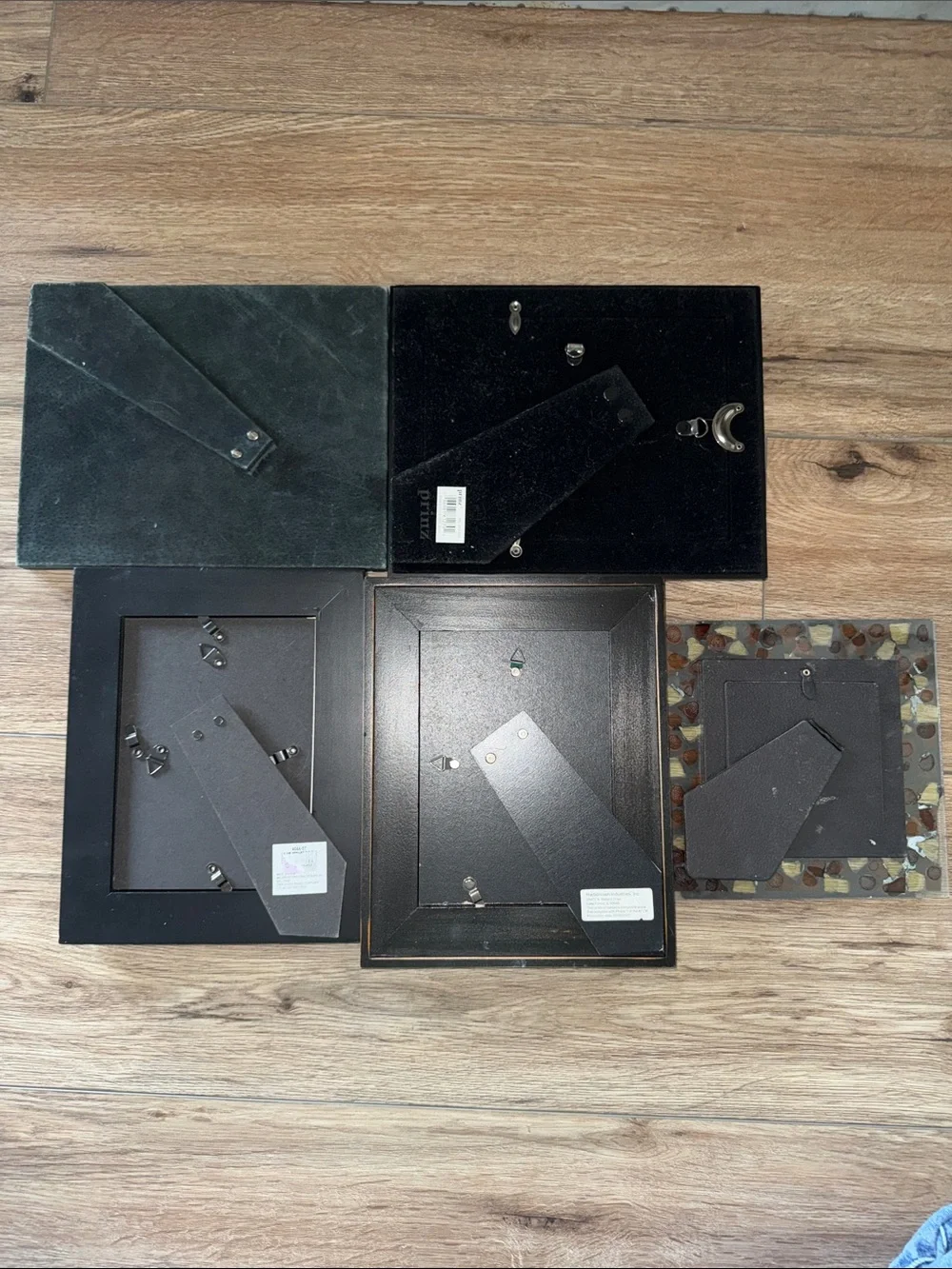Decorative Mosaic, leather and Black Photo Frame Set - new and vintage